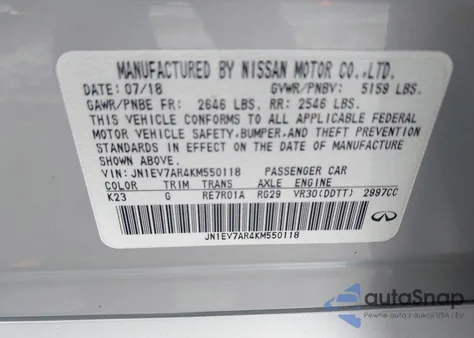 2019 Infiniti Q50 3.0T Luxe z USA, uszkodzony, nr VIN JN1EV7AR4KM550118